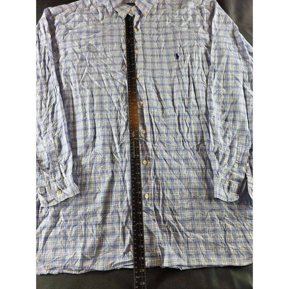 Polo Ralph Lauren Mens 2XLT Plaid Button Down Shirt Blue Purple Long Sleeve Tall